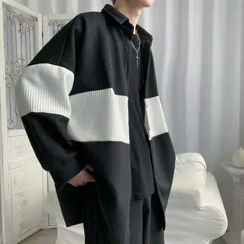 2021 erkek Moda Hırka Çizgili Baskı Mont Yün Gevşek Casual Streetwear Bombacı Ceketler Siyah / gri Renk Giyim