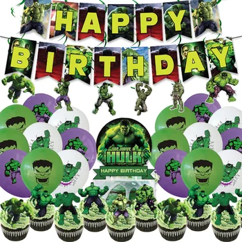 Süper kahraman Hulk Tema Parti dekorasyon balonları Afiş Spiral Kek Topper Bebek Duş Çocuklar İçin doğum Günü Partisi Malzemeleri Oyuncaklar Hediyeler