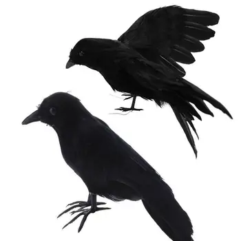 Simülasyon Siyah Karga 2021 Cadılar Bayramı Hayvan Modeli Yapay Karga Siyah Kuş Raven Prop Korkunç Dekorasyon Parti Malzemeleri İçin YENİ