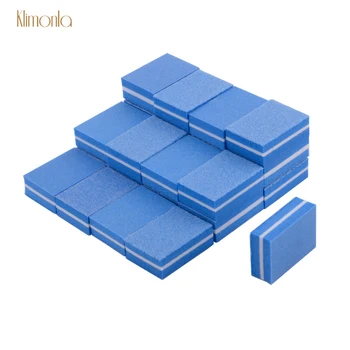 100 adet / grup Mavi Tek Kullanımlık Tamponlar Sünger 100/180 Grit Mini Tırnak Dosyaları Zımpara Nail Art Manikür Zımpara Sünger Bakım Araçları
