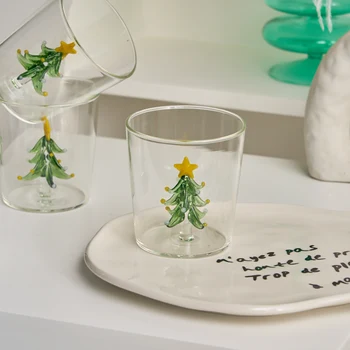 Noel ağacı fincan ısıya dayanıklı bardak bardak toplu cam kahve fincanı kupa kahve fincanı bardak noel dekorasyon ev dekor