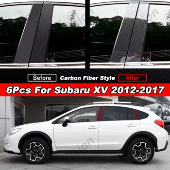 6/8 Adet Karbon Fiber Siyah Araba Kapı Pencere Merkezi Sütun BC Pillar Sonrası ayar kapağı PC Sticker Subaru XV 2012-2017 için 2018-2021