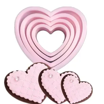 4 adet / grup Aşk Kalp Şekli Kek Dekorasyon Fondan Kalıp Çikolata Kalıp kurabiye kesici bisküvi damga Şeker Zanaat Piston Kesici