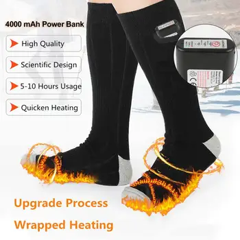 Yükseltme ısıtma çorap 4600 mAh şarj edilebilir güç bankası elektrikli ısıtmalı çorap sarılmış kış rüzgar geçirmez termal yürüyüş kayak çorap