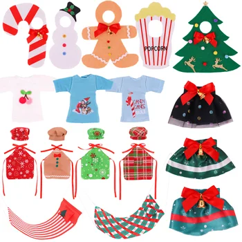Bebek Noel Elf oyuncak bebek giysileri göz bandı Aşçı Şapka Önlük Yüz Maskesi Bebek oyuncak bebek giysileri Yetişkin Elf Bebek Şef Kıyafet Oyuncak Aksesuarları