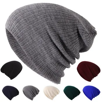2022 YENİ Düz renk çizgili kazak şapka sonbahar ve kış sıcak örme şapka özel açık vahşi kulak koruyucu şapka