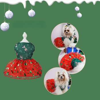 Pet Köpek Giysileri Noel Elbise Köpek Giyim Kedi Küçük Geyik Baskı Sevimli Yeşil Moda Erkek Kız Chihuahua Evcil Hayvan Ürünleri 2022