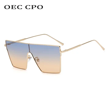 OEC CPO Steampunk Tek Parça Güneş Gözlüğü Kadın Erkek Büyük Boy Kare güneş gözlüğü Kadın Punk Shades Gözlüğü UV400 Gözlük O1180