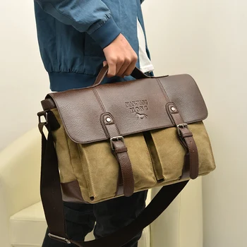 MANJIANGHONG erkek Tuval vintage Rahat Evrak Çantası adam Iş omuz omuz çantası erkekler laptop çantası erkek postacı çantası