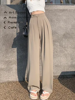 2022 Kadın Zarif Düz Pantolon Yüksek Belli Takım Elbise Pantolon Moda Ofis Bayan Rahat Kadın düz pantolon