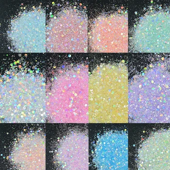 500g Yanardöner Tırnak Glitter Pul 0.5 kg Karışık Altıgen parçaları Holo Gevreği 12 Renkler Toplu Senfoni Ayna Çivi Madeni Pul YTS-5