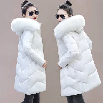 Artı Boyutu S-7XL Kış Dış Giyim Kadın 2022 Yeni Moda Rahat kadın ceketi Kapşonlu Kürk yaka Kış Ceket Kadın Parkas