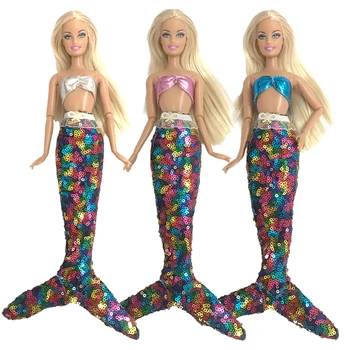 NK Resmi 3 adet/takım Cosplay Elbise Mermaid Posta Sequins Etek barbie bebek 1/6 FR Kurhn BJD oyuncak bebek Giysileri Aksesuarları
