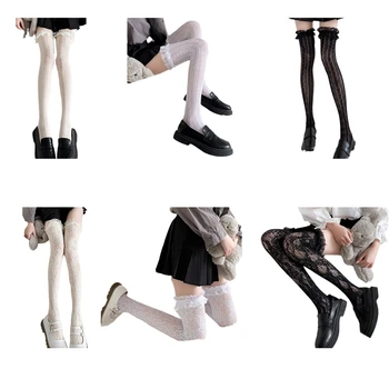 Lolita Dantel Örgü diz Üstü Çorap Seksi Uzun Tüp Jk Üniforma Çorap Kadın Japon Orta ve yüksek Tüp Çorap Damla nakliye