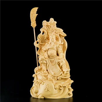 CCZHİDAO Guan Yu Oturan Guan Gong 15/30cm katı ahşap Çin Şimşir Figürü Feng Shui Ahşap Heykel Ev Dekor için