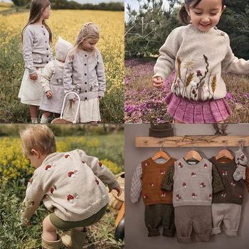 Çocuk Kazak 2022 Yeni Kış Shirley Marka Kız Sevimli Örgü Hırka Bebek Yürümeye Başlayan Pamuk Dış Giyim Üstleri Dış Giyim Kostüm Çocuk için