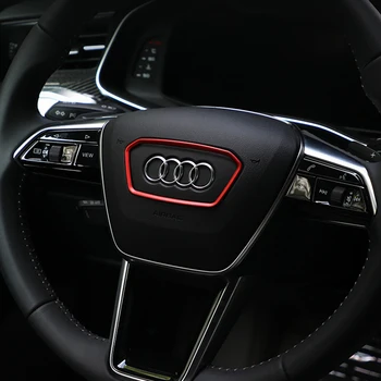 Araba direksiyon trim çerçeve amblemi dekorasyon halka çıkartmalar Audi A6 A7 S7 C8 2019 alaşım İç sticker araba aksesuarları