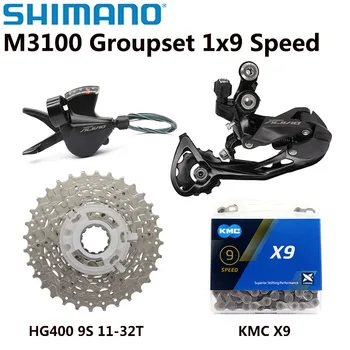 SHİMANO ALİVİ M3100 9 S Groupset 1x9 Hız MTB Dağ Bisikleti Groupset Güneş Kaset M3100 Arka Attırıcı Vites Kolu KMC X9