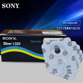 10 adet Sony 337 SR416SW düğme piller 1.55 V sikke Gümüş Oksit pil LR416 623 D337 V337 SP337 Tek tahıl ambalaj