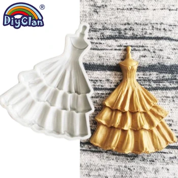 Düğün elbisesi Çikolata silikon kalıp DIY Mastik Fondan Kek Dekorasyon Kalıp Mutfak Pişirme Araçları Kil Recin Sugarcraft