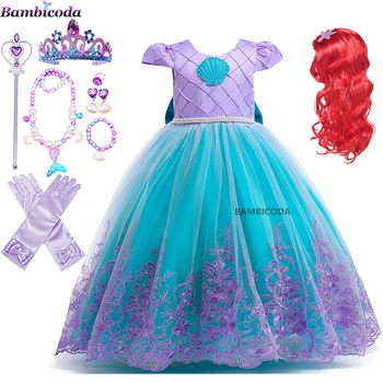 Kızlar Küçük Denizkızı Ariel Prenses Elbise Cosplay Kostümleri Çocuklar İçin Bebek Kız Mermaid Elbise Çocuk Karnaval Parti peri elbisesi