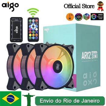 Aigo AR12 120mm pc oyun bilgisayar kasası Fan RGB 12v Soğutucu aura sync Soğutucu argb Sessiz denetleyici kiti fan soğutma ventilador
