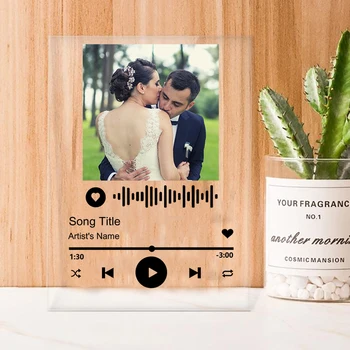 Özel Fotoğraf akrilik panel Müzik Plak Şarkı Kodu Albüm Kapağı Plak Kişiselleştirilmiş QR Kodu