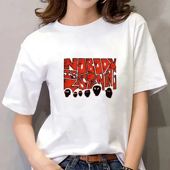 2021 Moda Zayn Malik Kimse Dinliyor T-Shirt Kadın Harajuku Streetwear T Gömlek Punk Kısa Kollu Elbise