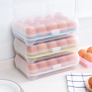 Taze Tutmak 15 ızgara şeffaf yumurta buzdolabı saklama kutusu taşınabilir açık Anti-çarpışma plastik yumurta Kutusu mutfak Aksesuarı