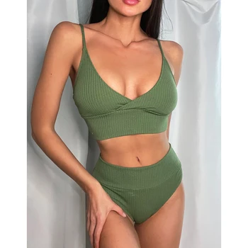 Yüksek Bel Bikini 2021 kadın Mayo Kadın Mayolar Seksi Bikini Set Brezilyalı Plaj Kıyafeti Yüzme Kadınlar için Mayo