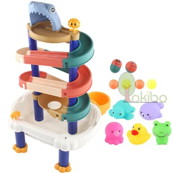 Bebek Banyo Oyuncakları Toddlers DIY Su Kaydırağı Şelale Top Parça Oyuncak Vantuz Yörüngeler banyo küveti Duş Oyuncaklar