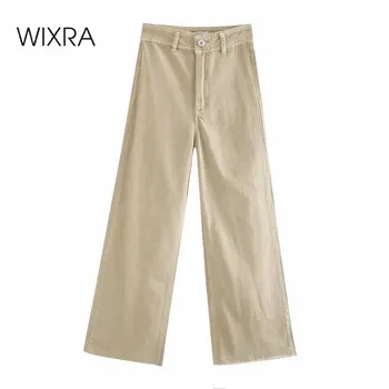 Wixra Bayan İlkbahar Yaz Geniş Bacak Denim Flare Pantolon Şık Streetwear Casual Yüksek Bel Kot Bayan İçin