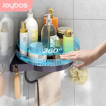 JOYBOS banyo rafı Duvara monte Punch-ücretsiz Çok fonksiyonlu 360° Dönen Kozmetik Depolama Rafı mutfak rafı