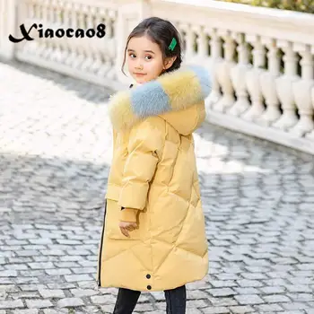 Yeni Moda Çocuklar Kış Kalın Pamuk Aşağı kapüşonlu ceket Kızlar için Uzun Sıcak Giyim Genç Kız Ceket 8 10 12 14 Yıl