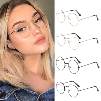 Ultralight Metal Anti mavi ışık gözlük Kadın erkek Vintage yuvarlak Gözlük Göz Koruması Mavi Işın Engelleme bilgisayar gözlükleri