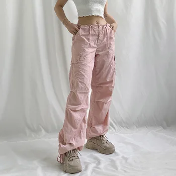 Kargo Paraşüt Pantolon y2k Giysileri WomanTrousers Yaz 2022 Büyük Boy kadın Geniş Bacak Baggy Joggers Vintage Streetwear