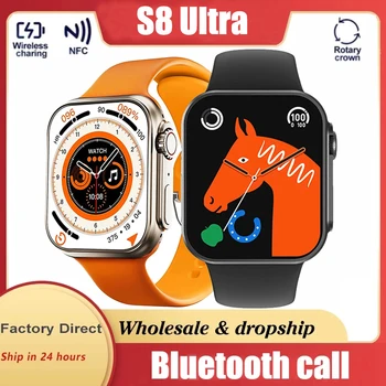 Orijinal S8 Ultra Smartwatch Bluetooth Çağrı Akıllı İzle Erkekler Kadınlar Kablosuz Şarj NFC İzle Ultra Serisi 8 Apple Xiaomi için