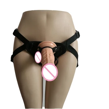 HOWOSEX 23 * 4cm yapay penis üzerinde kayış Ayarlanabilir Deri Külot Ultra Demeti Lezbiyen Silikon Strapon Penis seks oyuncak çift için eşcinsel