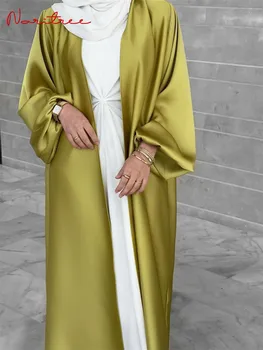 Ramazan Bayram Moda Ipeksi Saten Müslüman Abayas Robe Musulmane Abaya Zarif Kimono Müslüman Arap Ibadet Hizmeti Giyim Wy836