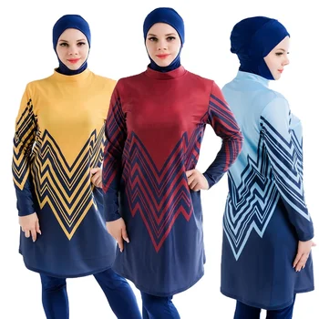3 ADET Müslüman mütevazı mayo kadınlar için Tam Kapak İslam Uzun Kollu Burkini Türban maillots de bains musulmans maillot femme