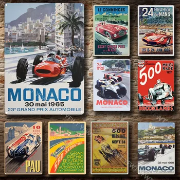 24 Saat Le Mans Araba Yarışı Vintage Metal İşaretleri Tabela Retro Garaj Dekor Oto Tamir Dükkanı Donanım Mağaza Duvar Dekoratif