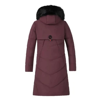 Kadın Moda Kapşonlu Kürk Yaka Orta uzunlukta Sıcak Kalın Yastıklı Ceket 2022 Sonbahar Kış Yeni Anne Gevşek Fermuar pamuklu ceket A408