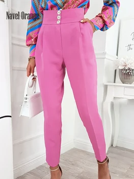 Holiday Basit Düğme Kadın Loungewear Kalem Pantolon Katı Yeni Bahar, Sonbahar Sinek Slim Fit Kadınların Pantolon Dropshipping Sokak 