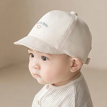 Yenidoğan Şapka %100 % Pamuk Yumuşak Ağız Bebek Kapaklar 0-2Years Kore Versiyonu Gülen Yüz güneşlikler Erkek Kız Açık Snapback Şapka