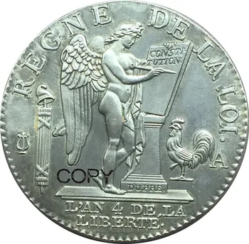 Fransa 1/2 ECU De 3 Livres Tipi FRANCOİS 1792 A 90 % Gümüş Kopya Paraları