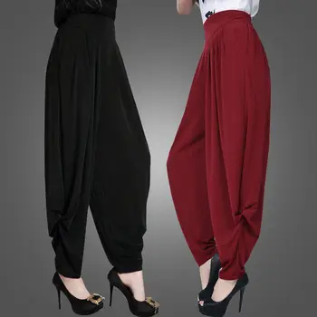 ilkbahar Yaz kadın moda harem pantolon Elastik bant yüksek bel Gevşek geniş bacak Gevşek casual Katı Harajuku turp Pantolon 2022