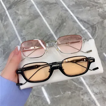 2021 Yeni moda güneş gözlükleri Vintage Kadın Erkek Lüks Yıldız Tasarımcı Küçük Yarım Çerçeve Shades Turuncu güneş gözlüğü Gözlük UV400