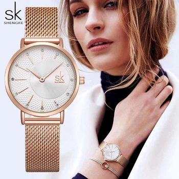SHENGKE Kadın Saatler Top Marka Lüks kristal saat Kadın Moda Gül Altın kadın Saatler Saat Reloj Mujer Montre Femme