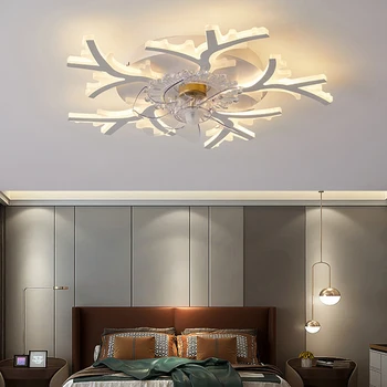Iskandinav Akrilik tavan vantilatörü İle led ışık Lüks Akıllı Yaratıcı Oturma Odası Yatak Odası tavan vantilatörü fan lambası