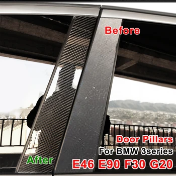 Karbon Fiber Araba Pencere B-Pillar Trim Sticker BMW İçin F30 E46 E90 G20 318i 325i 320i 328i Kapı Ayağı Sarma Filmi Aksesuarları